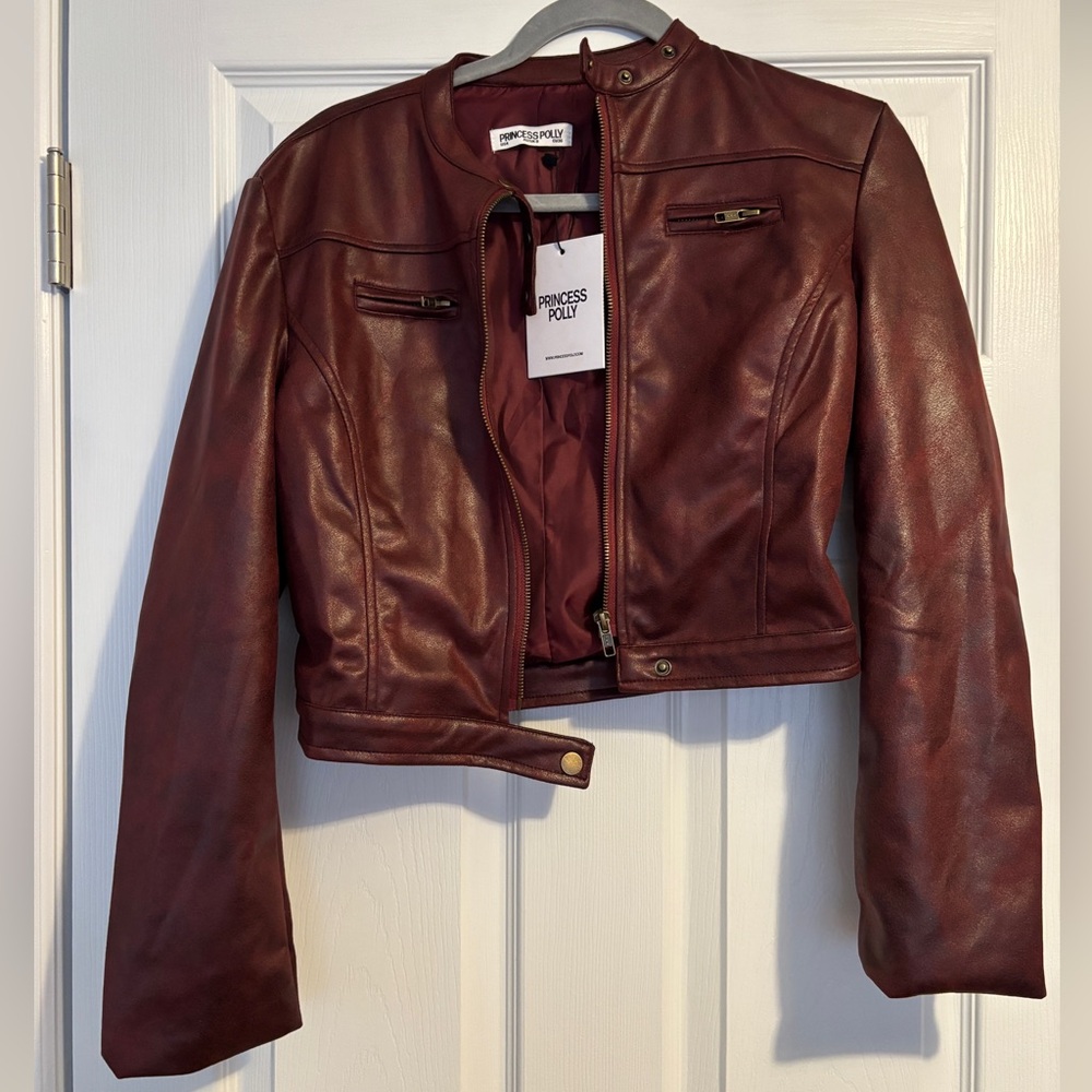 NWT PRINCESS POLLY ANFIELD JACKET BURGUNDY SIZE 4